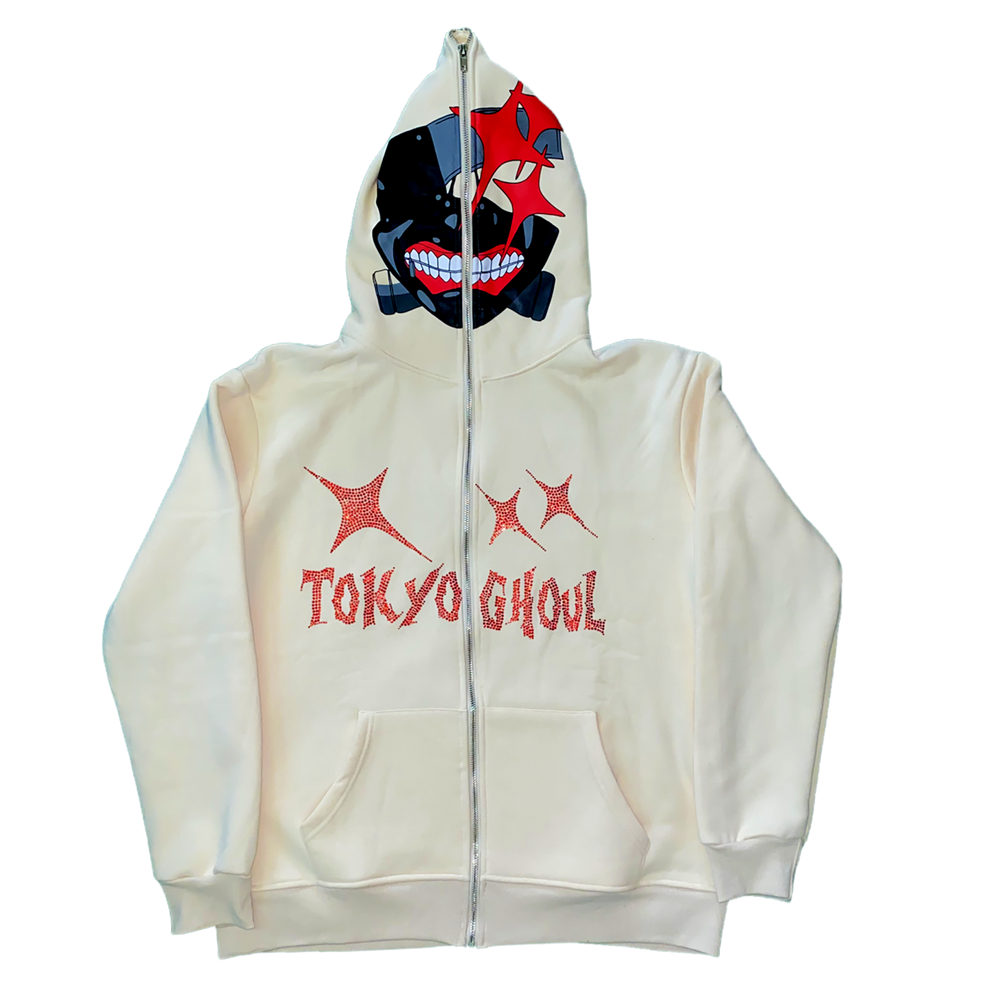 Bone White Tokyo Ghoul-Full Zip Up Hoodie
